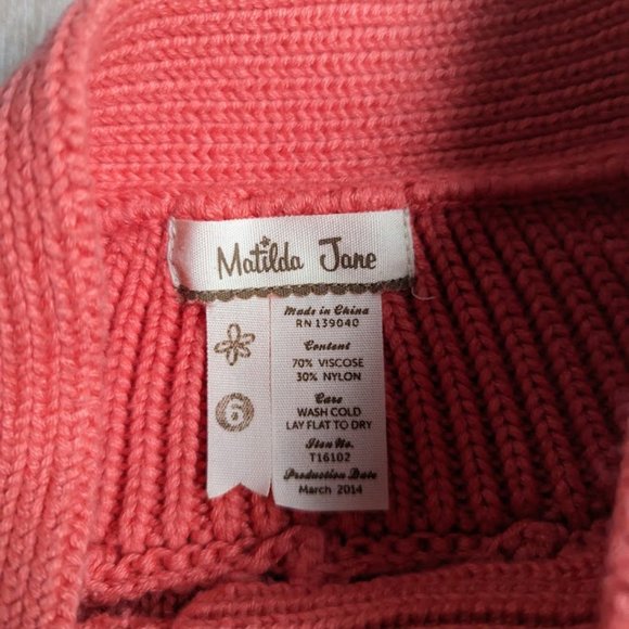 3/$20 Matilda Jane Coral Flutterby Wing Knit Sweater, Size 6 - Picture 5 of 8